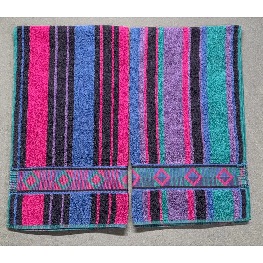 Vintage Fieldcrest Southwest Aztec Set Body Towel 90's Retro Bold